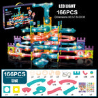 Baby & Kids Magnetic Tiles Building Blocks Set Early Educational Toy w LED Light 3 Years + - Little Kooma