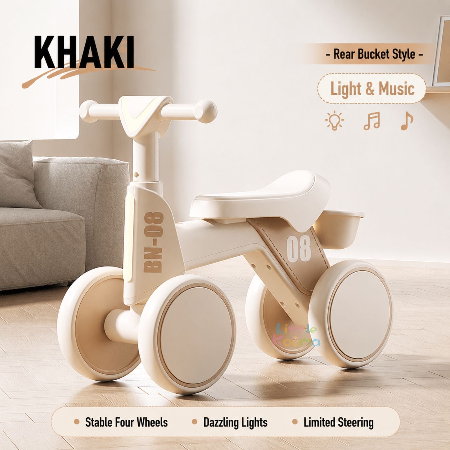 Ready Stock Baby Balance Bike 18-48 Months Kids Ride On Toy EVA Silent Wheels Storage Basket - Little Kooma