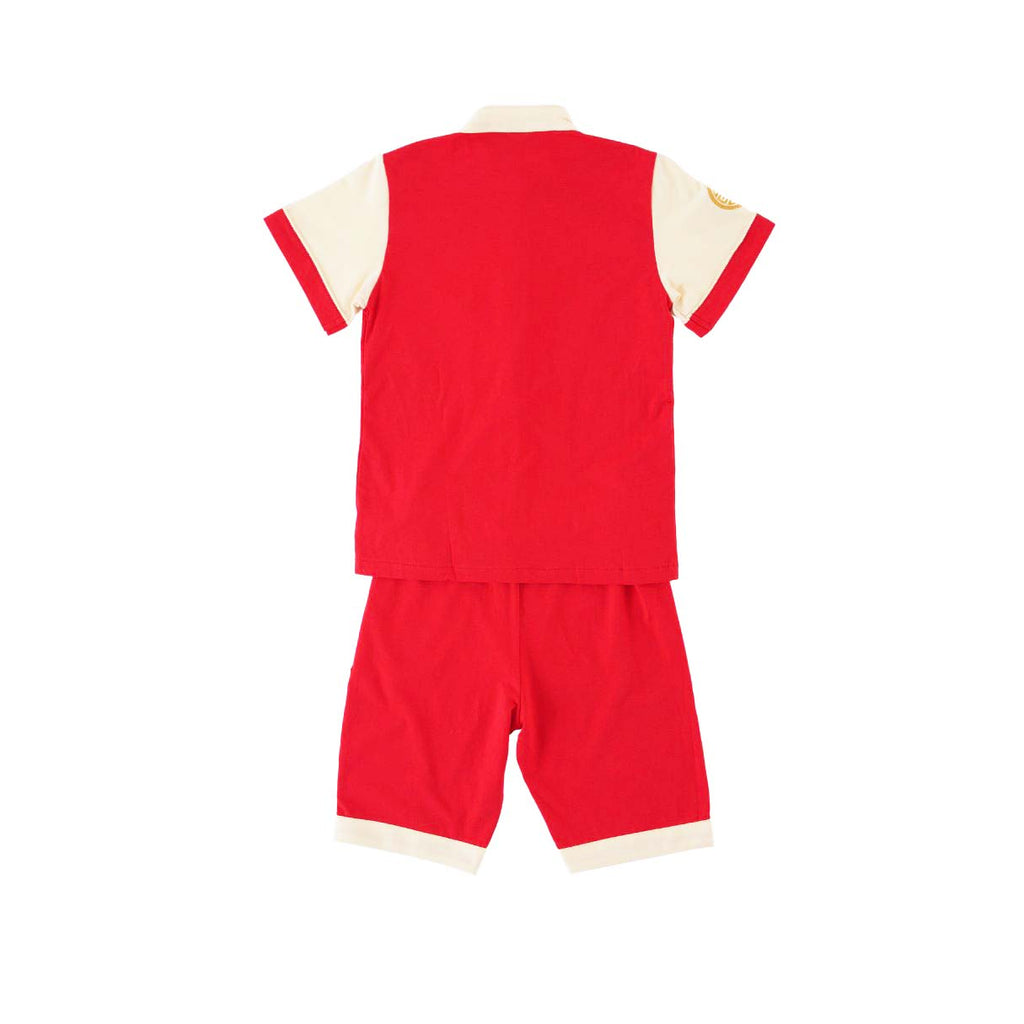 Singapore Souvenir Gift Wealth and Harmony Red Family Set with Golden Fish Embroidery Baby Kids Boys Cheongsam Set Top n Shorts CNY Chinese New Year Outfit 0835 - Little Kooma