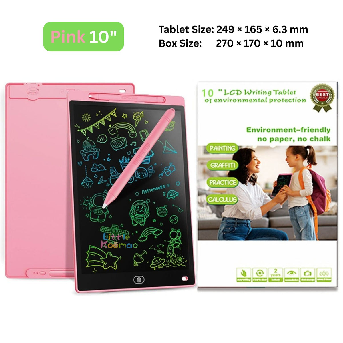 Kids LCD Writing Tablet & Reusable Doodle Board with Stylus 2 Years + | 8.5", 10" & 12"