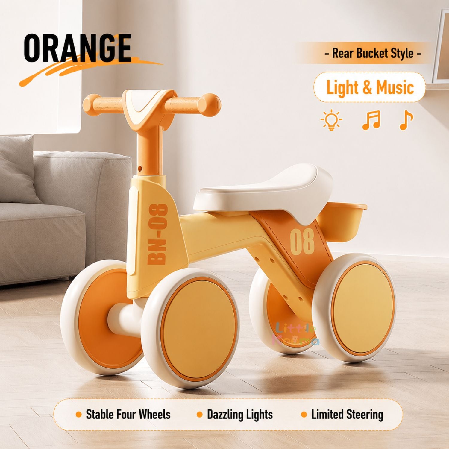 Ready Stock Baby Balance Bike 18-48 Months Kids Ride On Toy EVA Silent Wheels Storage Basket - Little Kooma