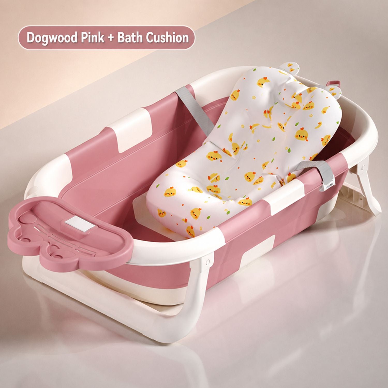 Ready Stock Foldable Baby Bathtub with Bath Cushion & Digital Temp Display for Newborn Toddler