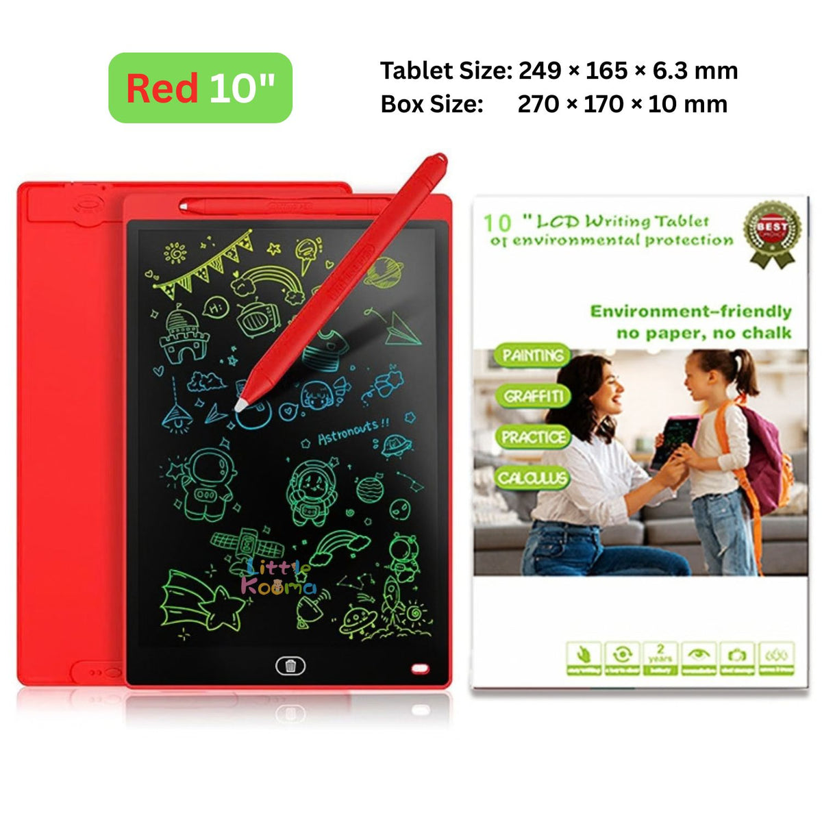 Kids LCD Writing Tablet & Reusable Doodle Board with Stylus 2 Years + | 8.5", 10" & 12"