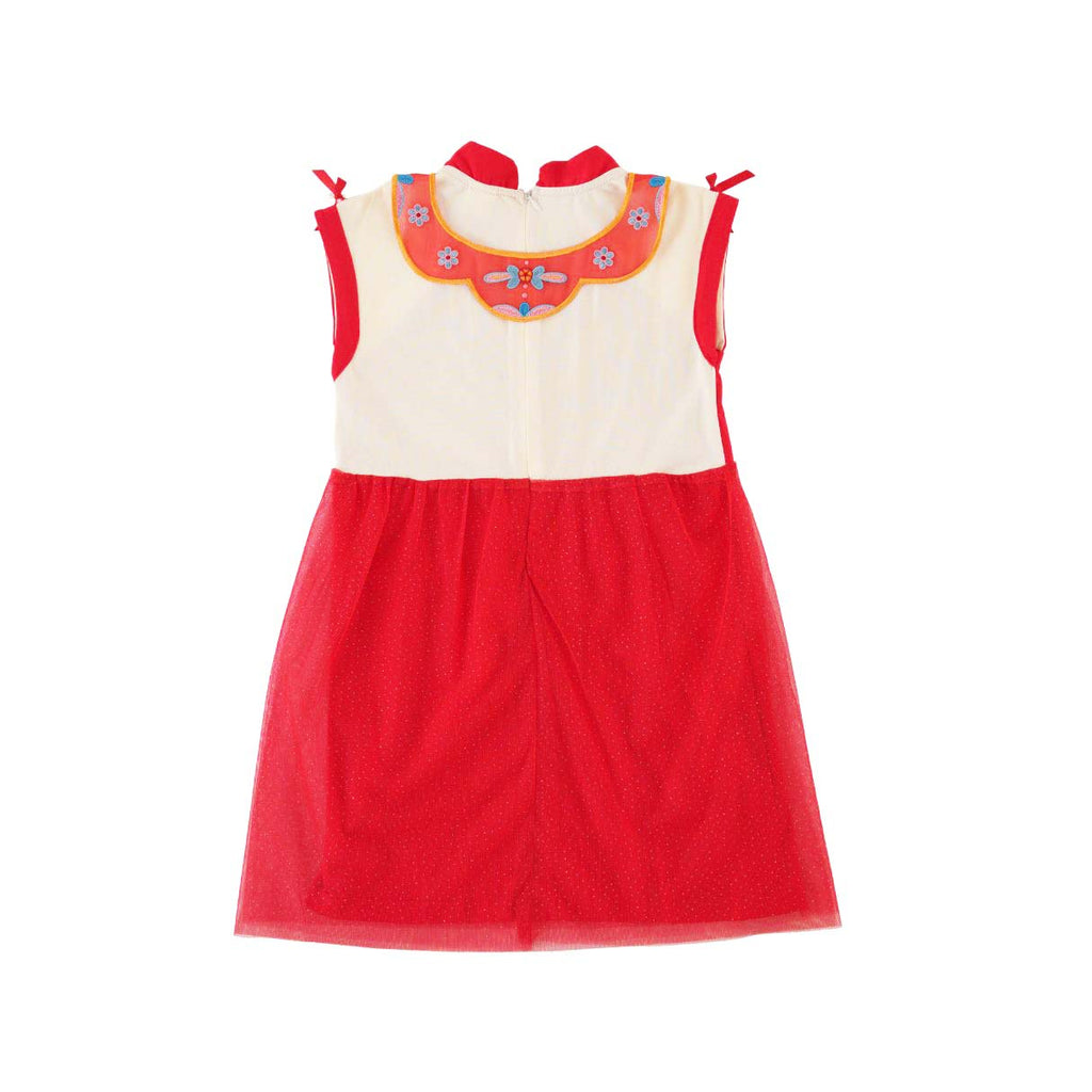 Singapore Souvenir Gift Wealth and Harmony Red Family Set with Golden Fish Embroidery Baby Kids Girl Cheongsam Dress 0833 - Little Kooma
