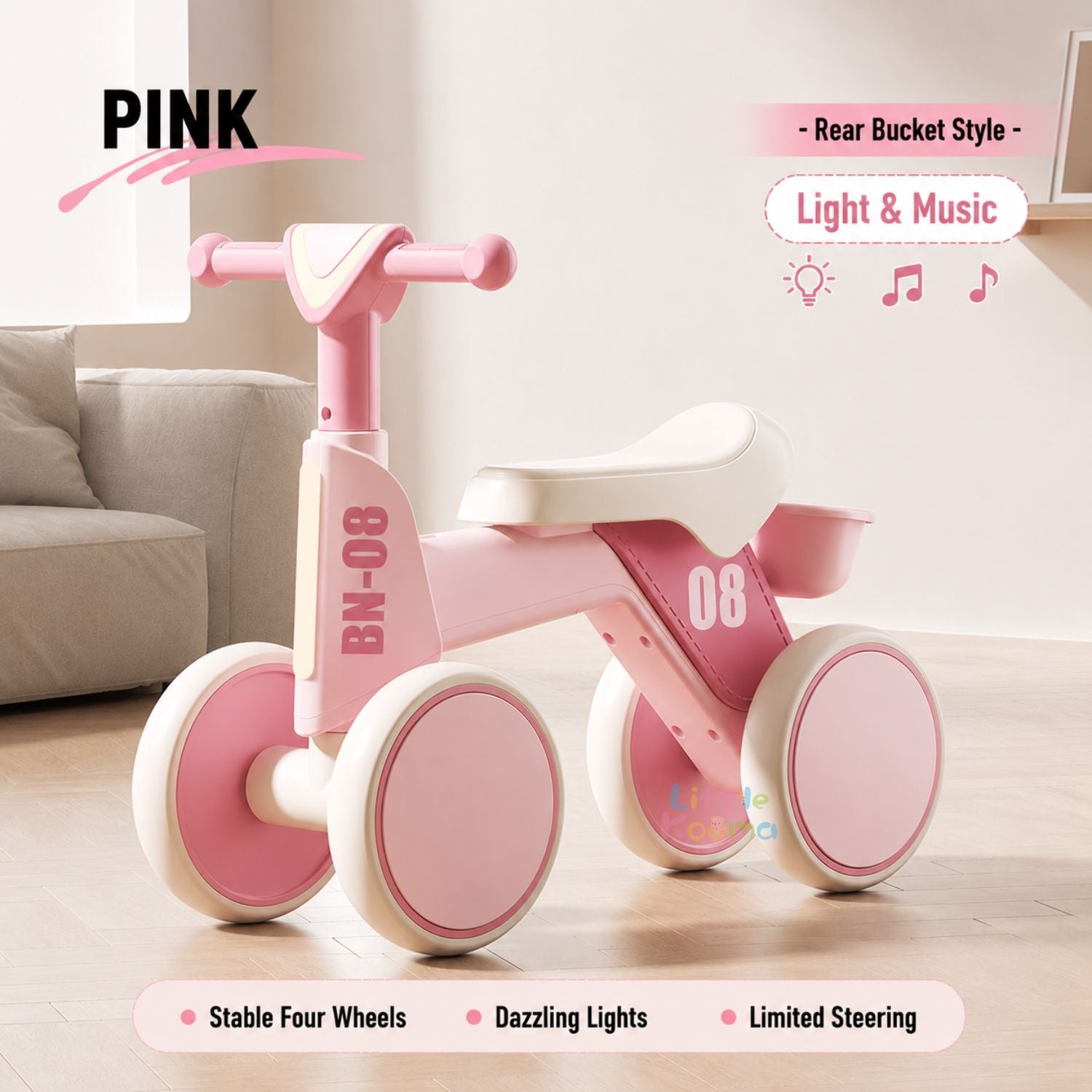 Ready Stock Baby Balance Bike 18-48 Months Kids Ride On Toy EVA Silent Wheels Storage Basket - Little Kooma