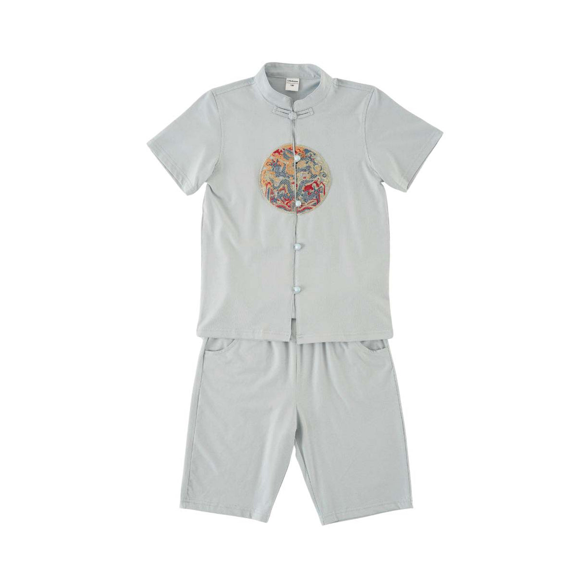 Singapore Souvenir Gift Vitality n Wisdom Blue Family Set Baby Kids Boys Cheongsam Set Top n Shorts CNY Chinese New Year Outfit 0844 - Little Kooma