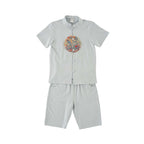 Singapore Souvenir Gift Vitality n Wisdom Blue Family Set Baby Kids Boys Cheongsam Set Top n Shorts CNY Chinese New Year Outfit 0844 - Little Kooma