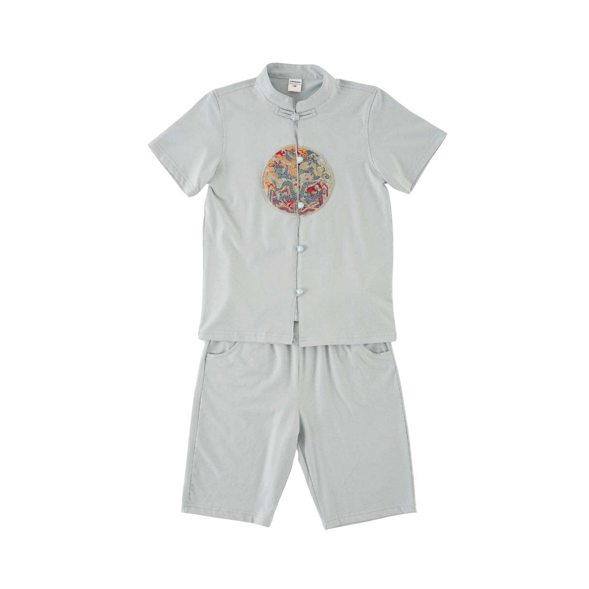 Singapore Souvenir Gift Vitality n Wisdom Blue Family Set Baby Kids Boys Cheongsam Set Top n Shorts CNY Chinese New Year Outfit 0844 - Little Kooma