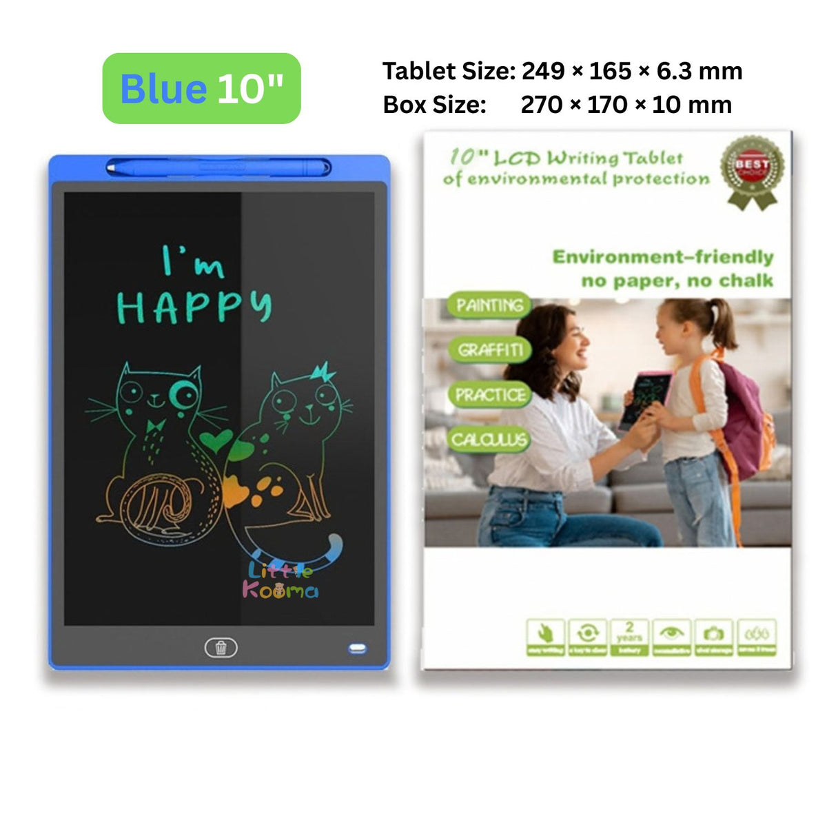 Kids LCD Writing Tablet & Reusable Doodle Board with Stylus 2 Years + | 8.5", 10" & 12"