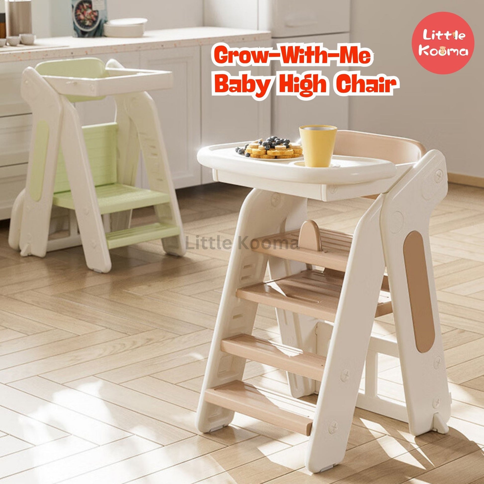 Grow-With-Me Foldable Multi-Functional Baby High Chair with Tray & Wheels 1-6 Years