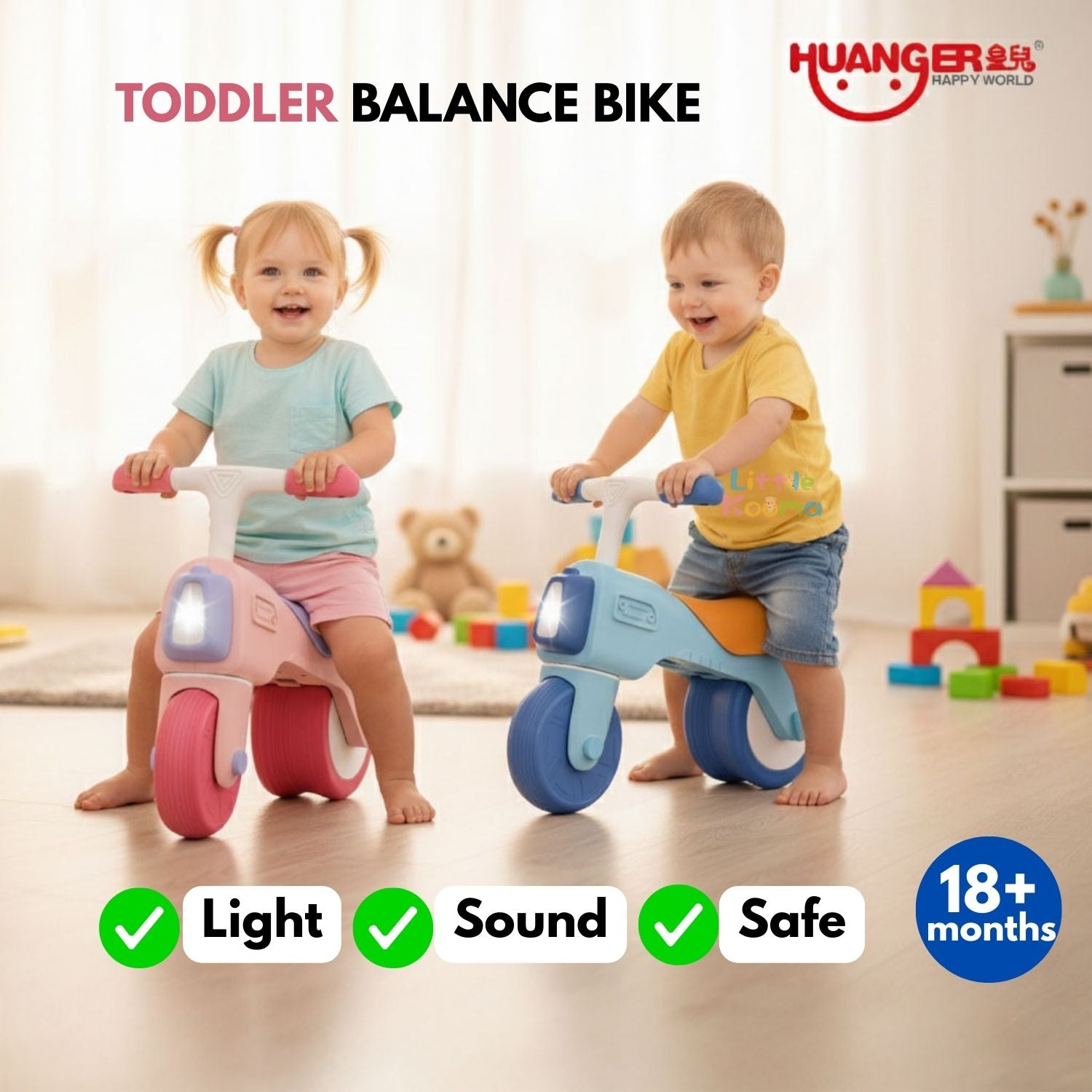 Ready Stock Kids Balance Bike Toddler Walker Lightweight Silent Indoor Outdoor 18 Months + - Little Kooma