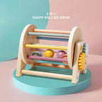 3-in-1 Wooden Shape Sorter Rolling Drum – Interactive Learning Toy for Toddlers 12 Months + - Little Kooma