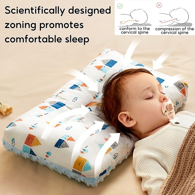 Baby Kids Double-sided Soothing Dotted Velvet Pillow - Little Kooma