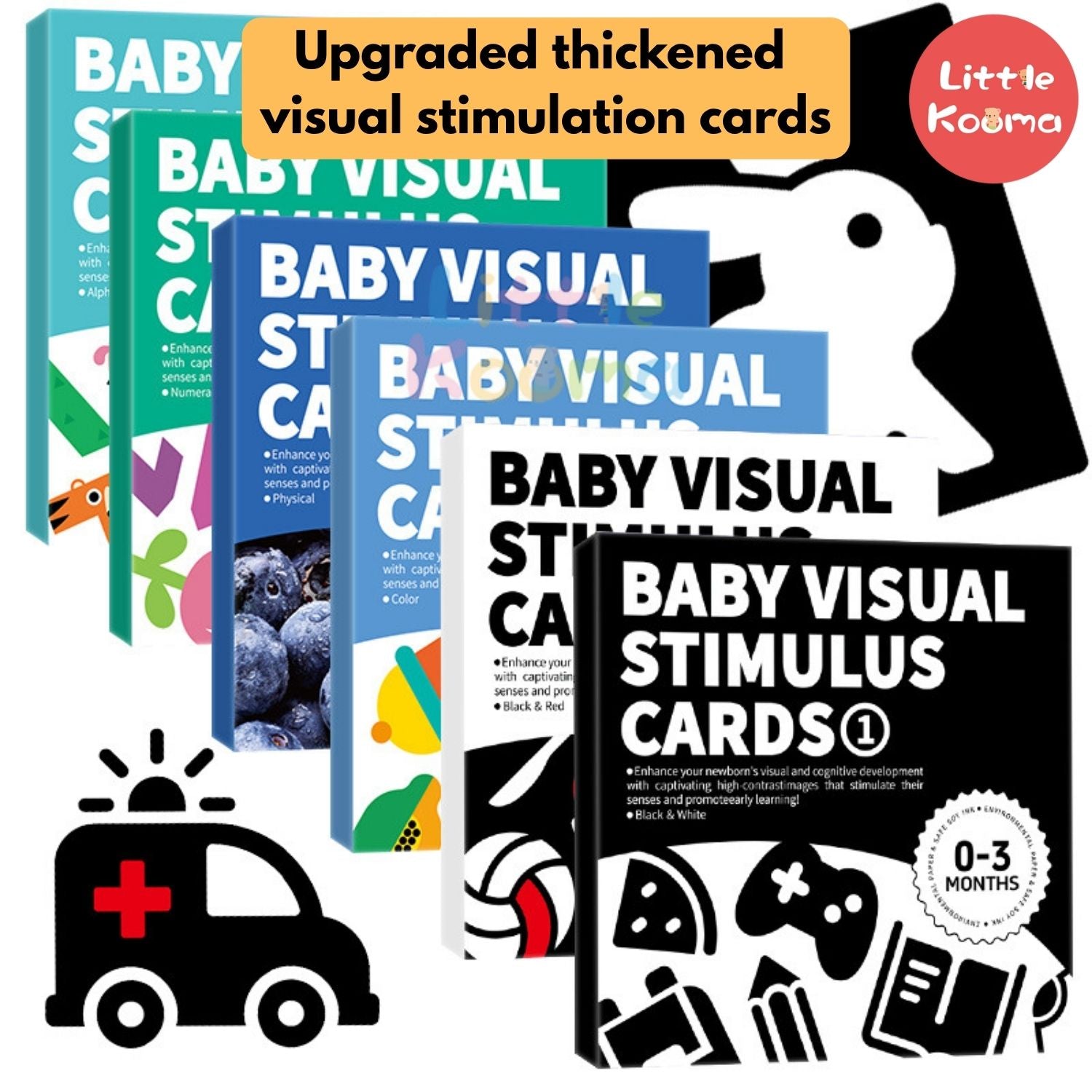 Ready Stock Baby Visual Stimulation Flash Cards  Large Size Black White Color Learning Set 0–36M