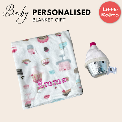 Personalised Hudson Baby Plush Toy n Blanket Set Cup Cake 00403CH - Little Kooma