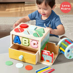 Wooden Activity Box – Montessori Learning Toy with Multiple Activities for Toddlers, Educational Busy Board for Kids Ages 3 Years + - Little Kooma