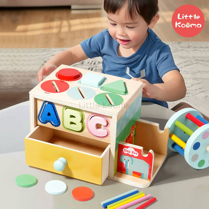 Wooden Activity Box – Montessori Learning Toy with Multiple Activities for Toddlers, Educational Busy Board for Kids Ages 3 Years +