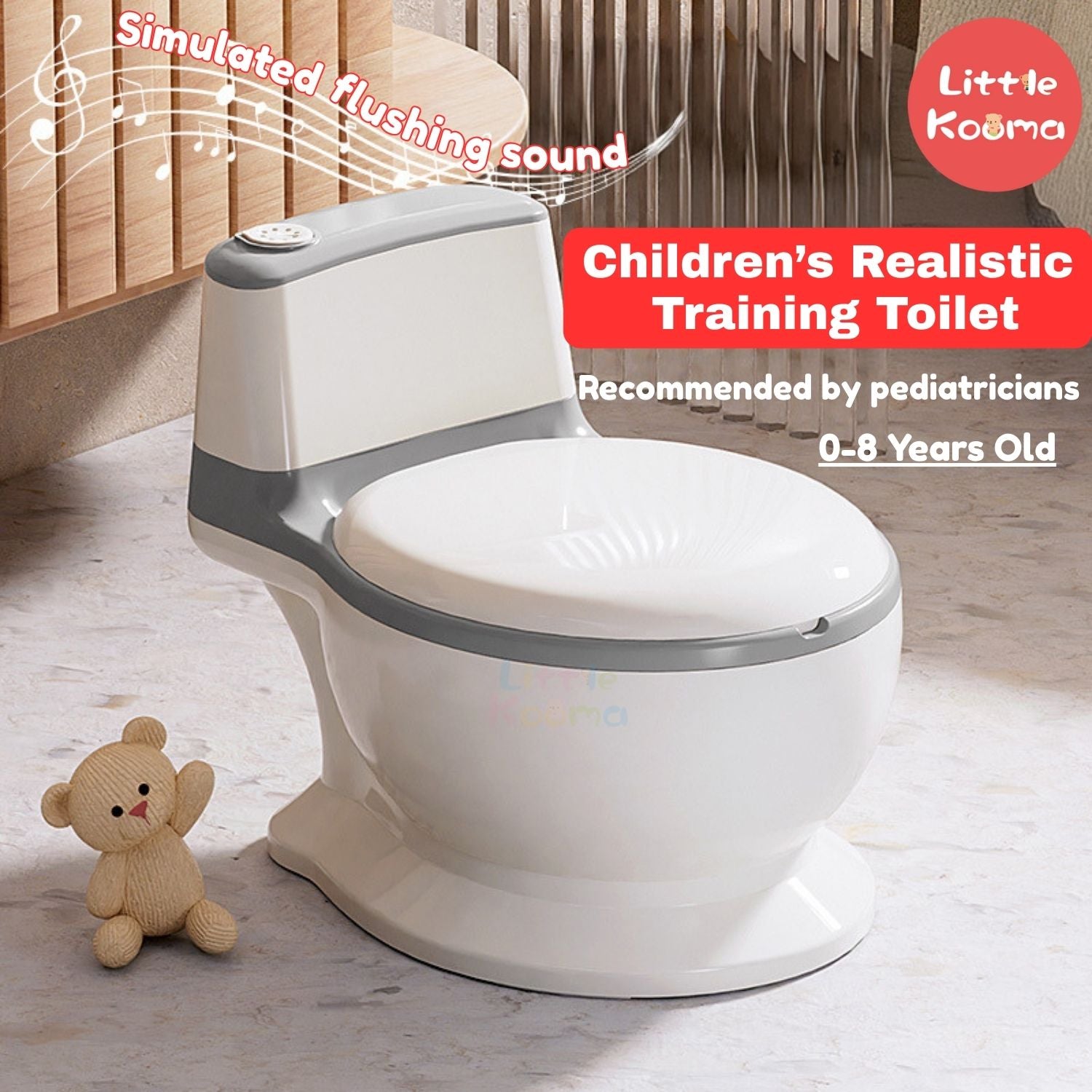 Ready Stock Children Potty Training Toilet with Flush Sound, Splash Guard & Cleaning Brush
