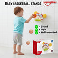 Ready Stock Kids Basketball Hoop Wall-Mounted Adjustable Height Silent Ball Toy with Music - Little Kooma