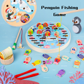 Fun Wooden Penguin Magnetic Fishing Game w Alphabets n Numbers 3 Years + - Little Kooma