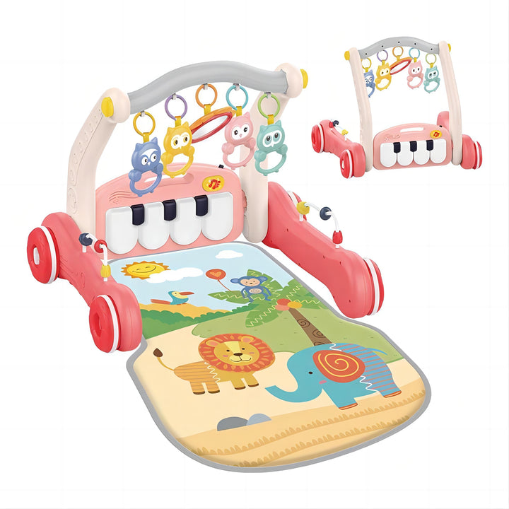 3-in-1 Baby Play Mat, Gym & Walker – Adjustable Piano Playmat, Tummy Time Activity Center, and Infant Walker for Boys & Girls 0 Month + - Little Kooma