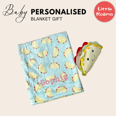 Personalised Hudson Baby Plush Toy n Blanket Set Taco 00313CH - Little Kooma