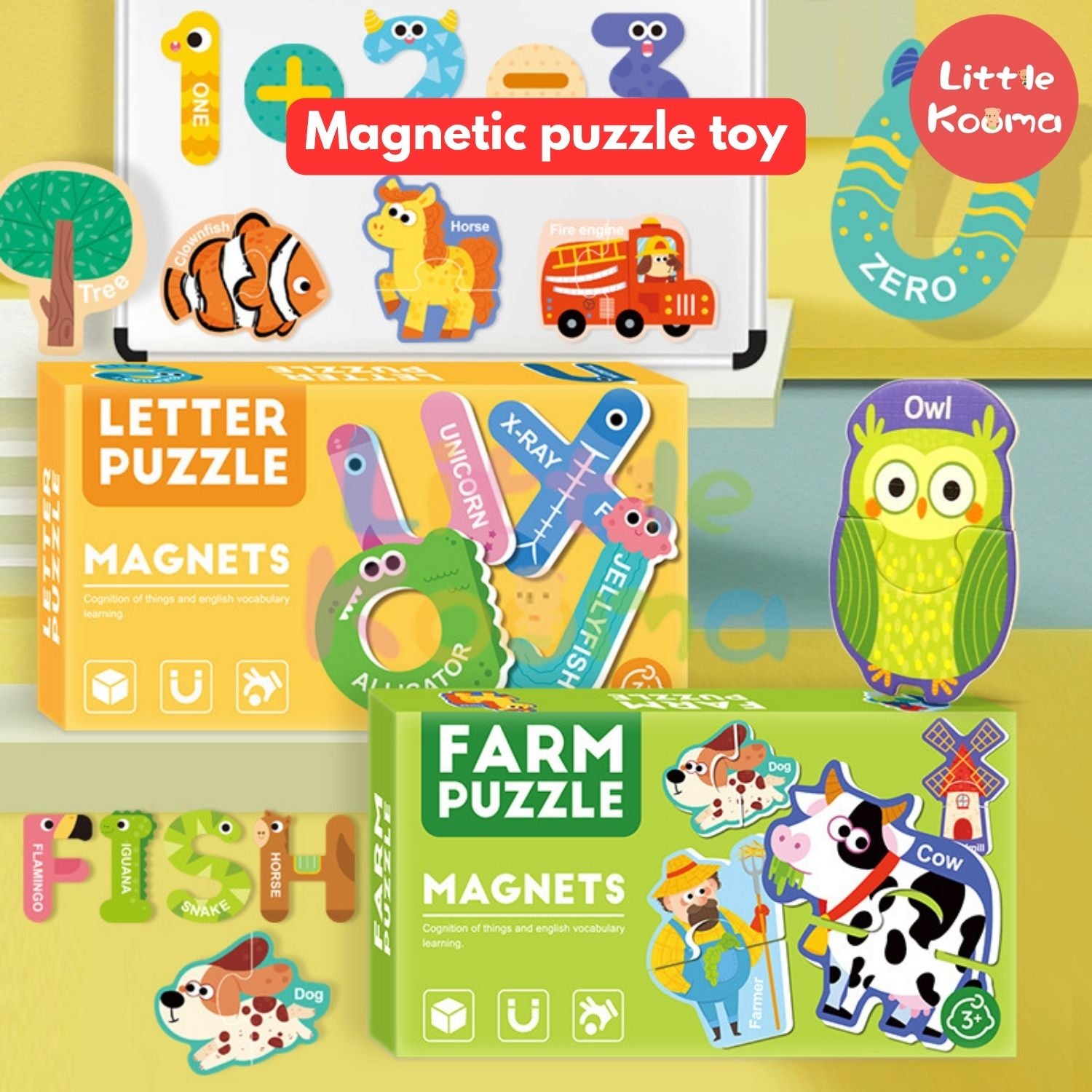 Ready Stock Magnetic Alphabet & Number Puzzle Early Learning Toy for Kids 3 Years +
