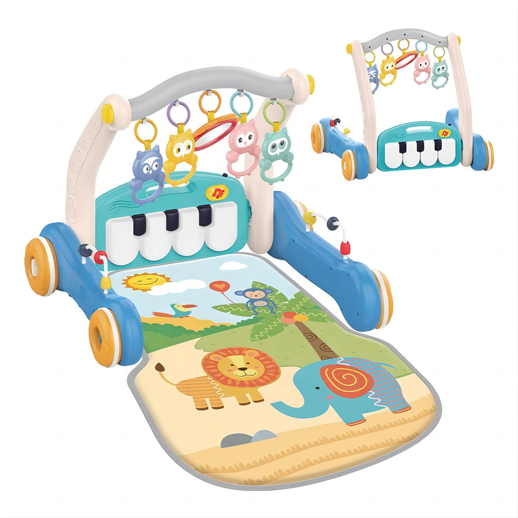 3-in-1 Baby Play Mat, Gym & Walker – Adjustable Piano Playmat, Tummy Time Activity Center, and Infant Walker for Boys & Girls 0 Month + - Little Kooma