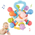 Twist & Teethe 360° Rattle Ring – Textured Multi-Shape Teether for Baby's Motor Skills & Pain Relief New Born + - Little Kooma