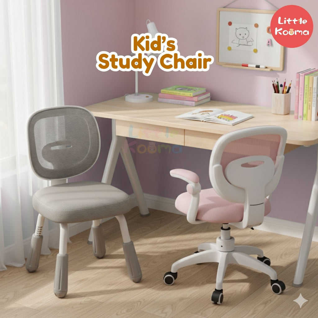 Ready Stock Kids Ergonomic Study Chair Height Adjustable 360° Swivel WithWithout Wheels Footrest
