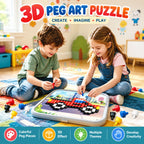3D Peg Art Puzzle for Kids 420pcs Mushroom Peg Mosaic Pixel Art Board Educational Toy Age 3+ - Little Kooma
