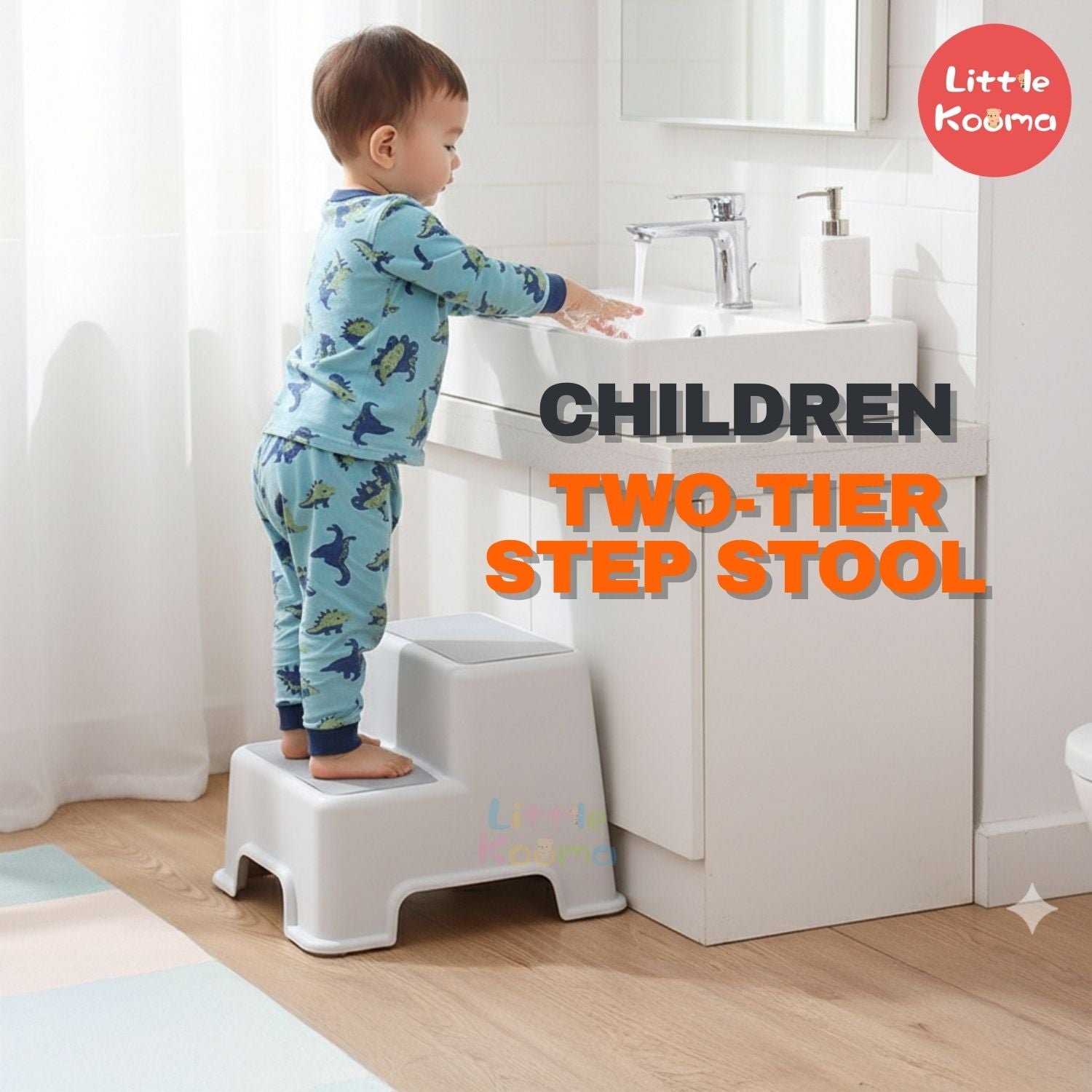 Ready Stock Kids 2-Step Anti-Slip Stool | Baby Stepping Stool for Bathroom & Toilet | 150kg Load