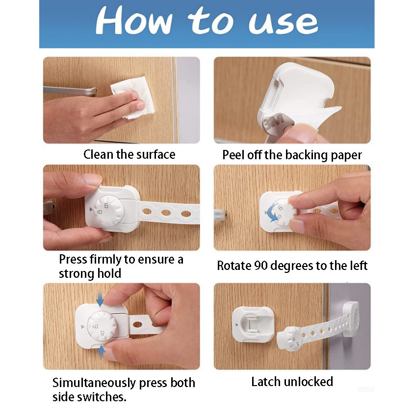 Baby Toddler Multi-Purpose Latch Fridge Drawer Caninet Safety Lock - Little Kooma