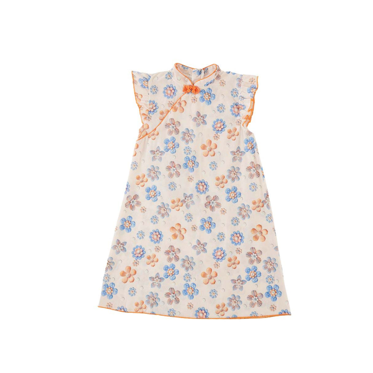 Singapore Souvenir Gift Blue Flowers Baby Kids Girl Cheongsam Dress 0848 - Little Kooma