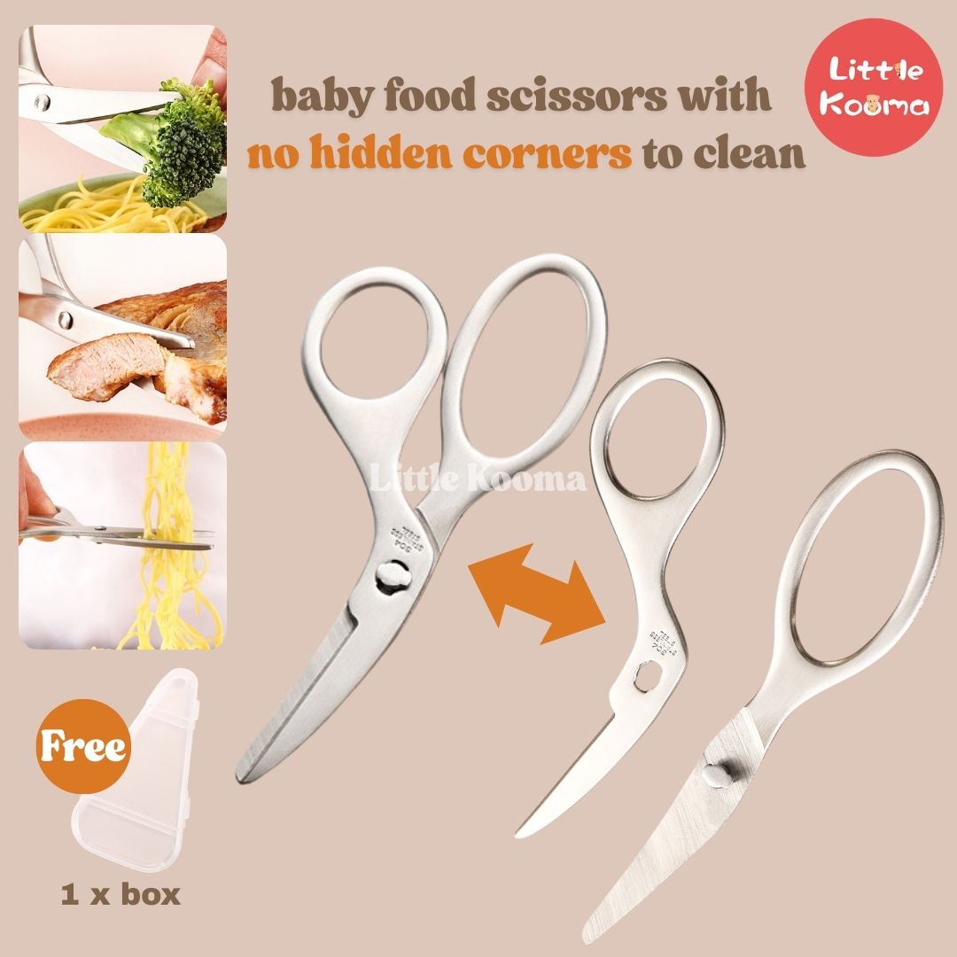 Ready Stock Baby Food Scissors 304 Stainless Steel Detachable Safe Easy-Clean Kids Cutter