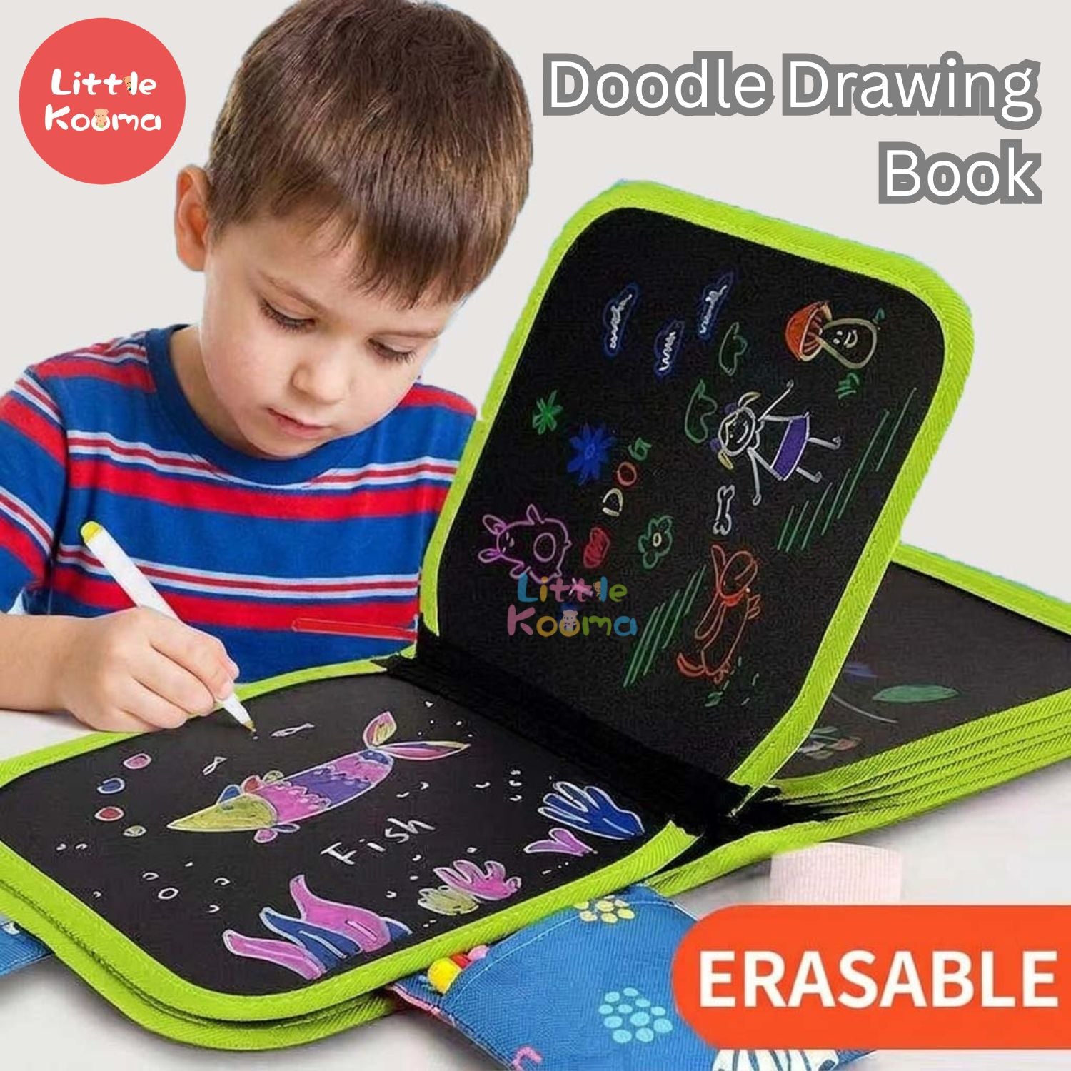 Ready Stock Kids Drawing Book Reusable Doodle Board Wipe Clean Travel Toy Mess Free Coloring Set - Little Kooma