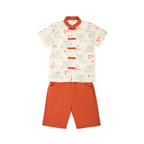 Singapore Souvenir Gift Fortune Bloom Family Set with Golden Fish Baby Kids Boys Cheongsam Set Top n Shorts CNY Chinese New Year Outfit 0829 - Little Kooma