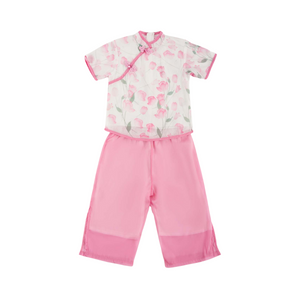 Singapore Souvenir Gift Lotus Flowers Baby Kids Girl Cheongsam Top n Pants Set 0847 - Little Kooma