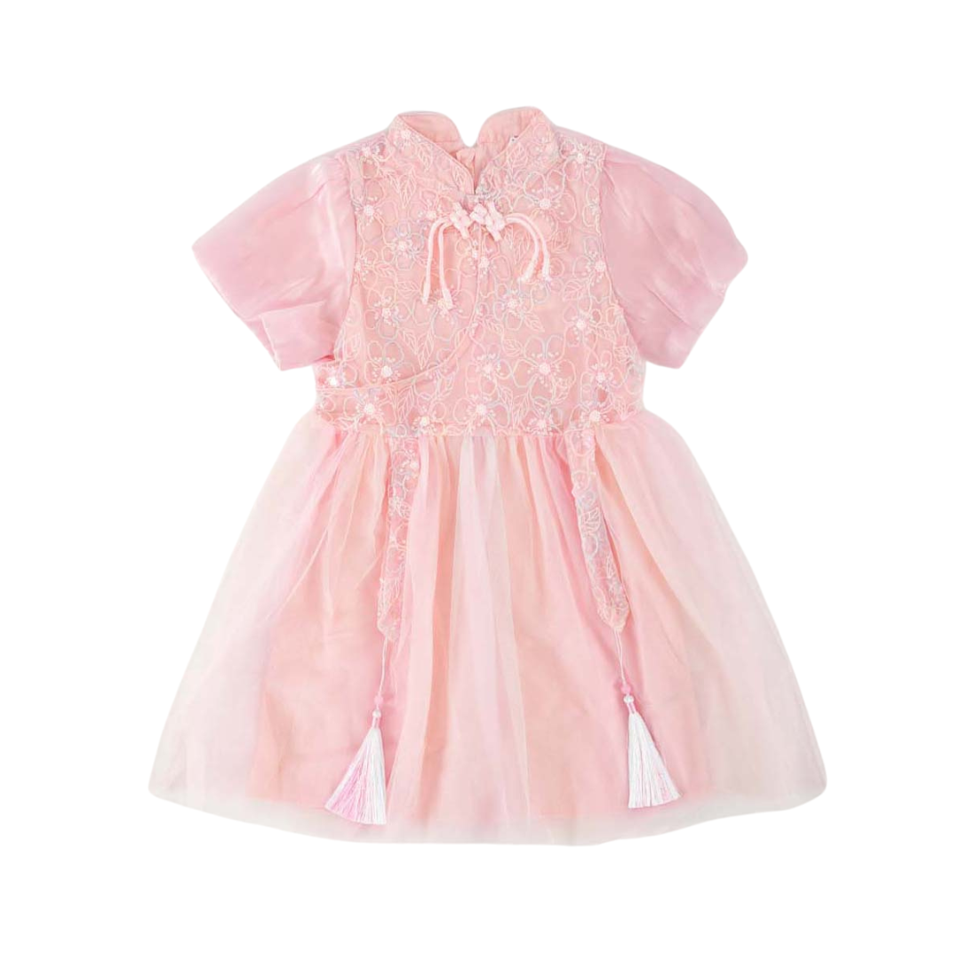 Singapore Souvenir Gift Pink Unicorn Lace Voile Baby Kids Girl Cheongsam Dress 0851 - Little Kooma