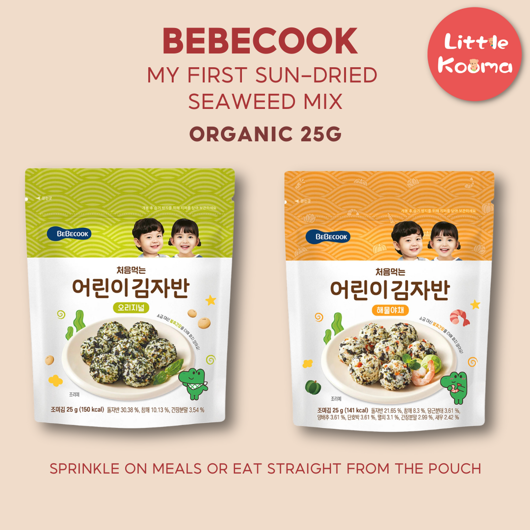 Baby Sun-Dried Seaweed Mix 25g Resealable Pack For 12 months Baby With Original Seaweed, Seafood and Vegetable - My First Sun-Dried Seaweed Mix By BeBecook - Little Kooma