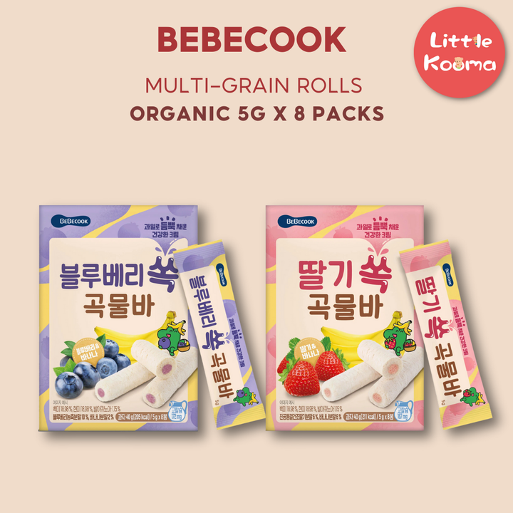Junior Fruity Multi-Grain Rolls Snack 5g x 8 Packs With Strawberry and Banana By BeBecook