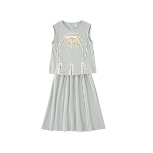 Singapore Souvenir Gift Vitality n Wisdom Blue Family Set Baby Kids Girl Cheongsam Top n Skirt Set 0842 - Little Kooma