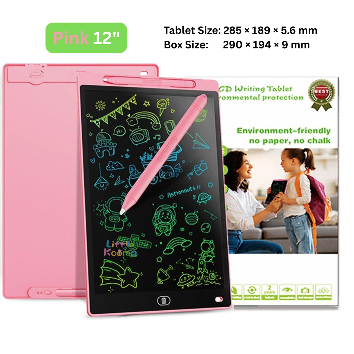 Kids LCD Writing Tablet & Reusable Doodle Board with Stylus 2 Years + | 8.5", 10" & 12"