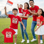 Singapore National Day Kids Red T-Shirt Family Matching Outfit - FALL-ING IN LOVE with Singapore - Little Kooma