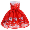 Kids Girls Sleeveless Santa Snow Flakes Dress Big Bowtie Christmas Outfit w Zip - Little Kooma