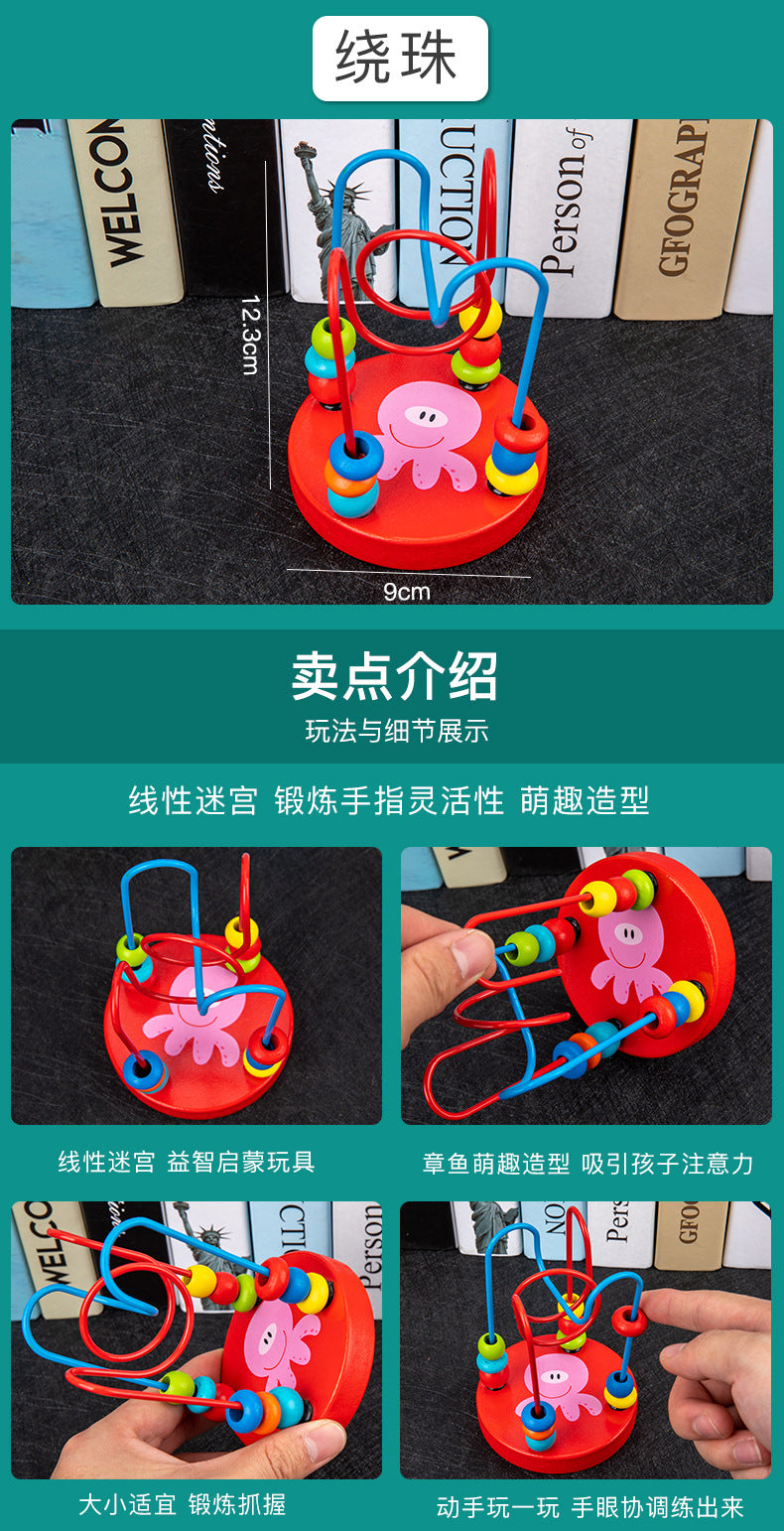 Kids Wooden Xylophone Clock Caterpillar Geometric Stacking Board Clearance Sale 3 Years +