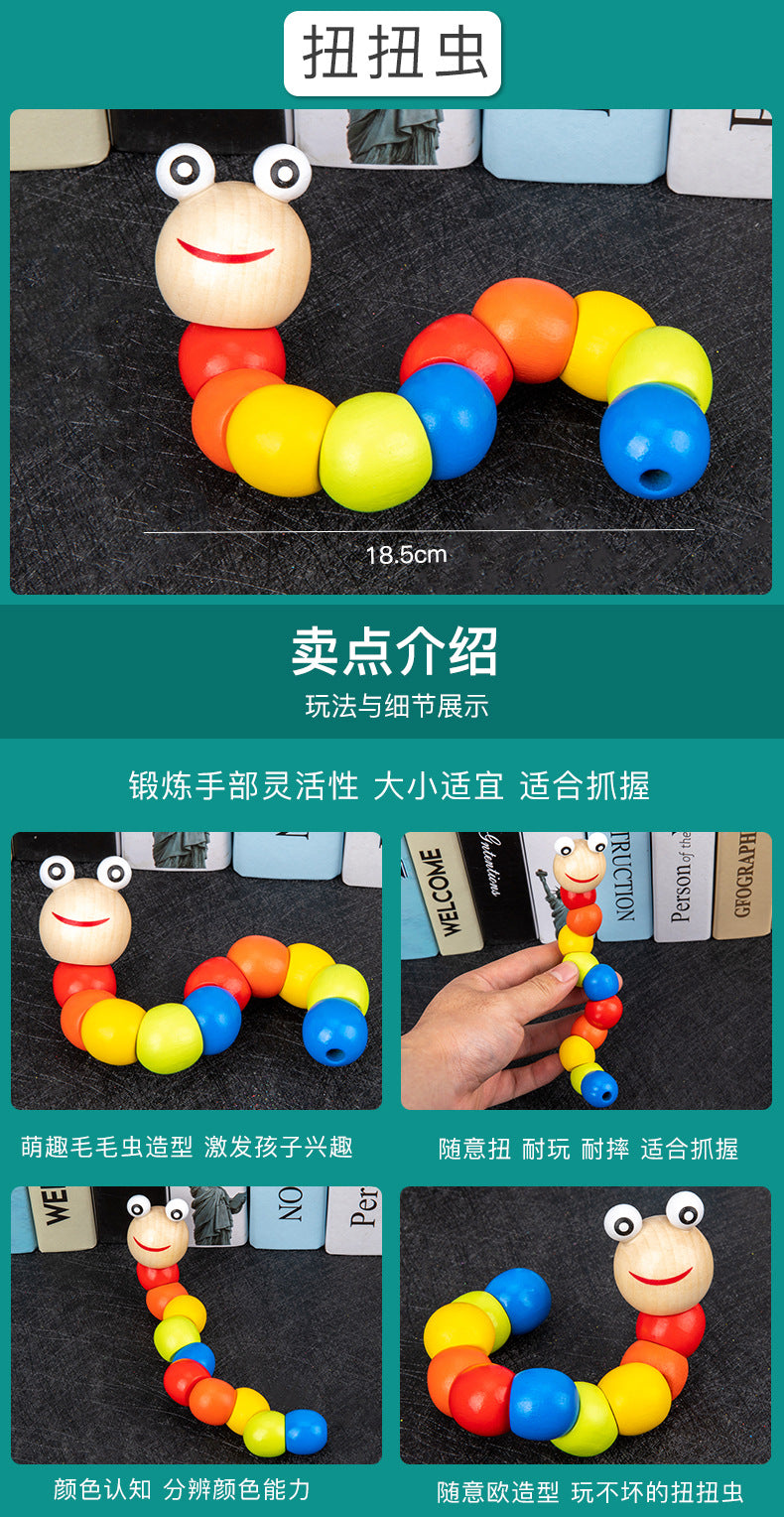 Kids Wooden Xylophone Clock Caterpillar Geometric Stacking Board Clearance Sale 3 Years +
