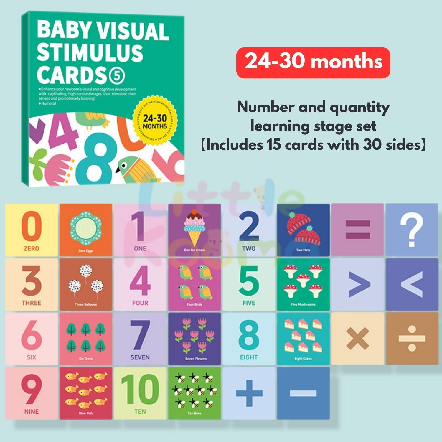 Ready Stock Baby Visual Stimulation Flash Cards  Large Size Black White Color Learning Set 0–36M