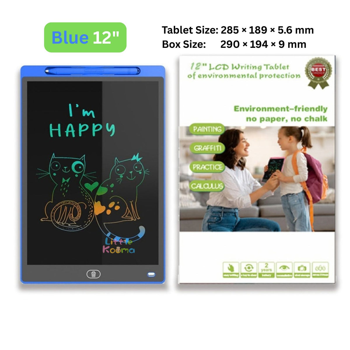 Kids LCD Writing Tablet & Reusable Doodle Board with Stylus 2 Years + | 8.5", 10" & 12"