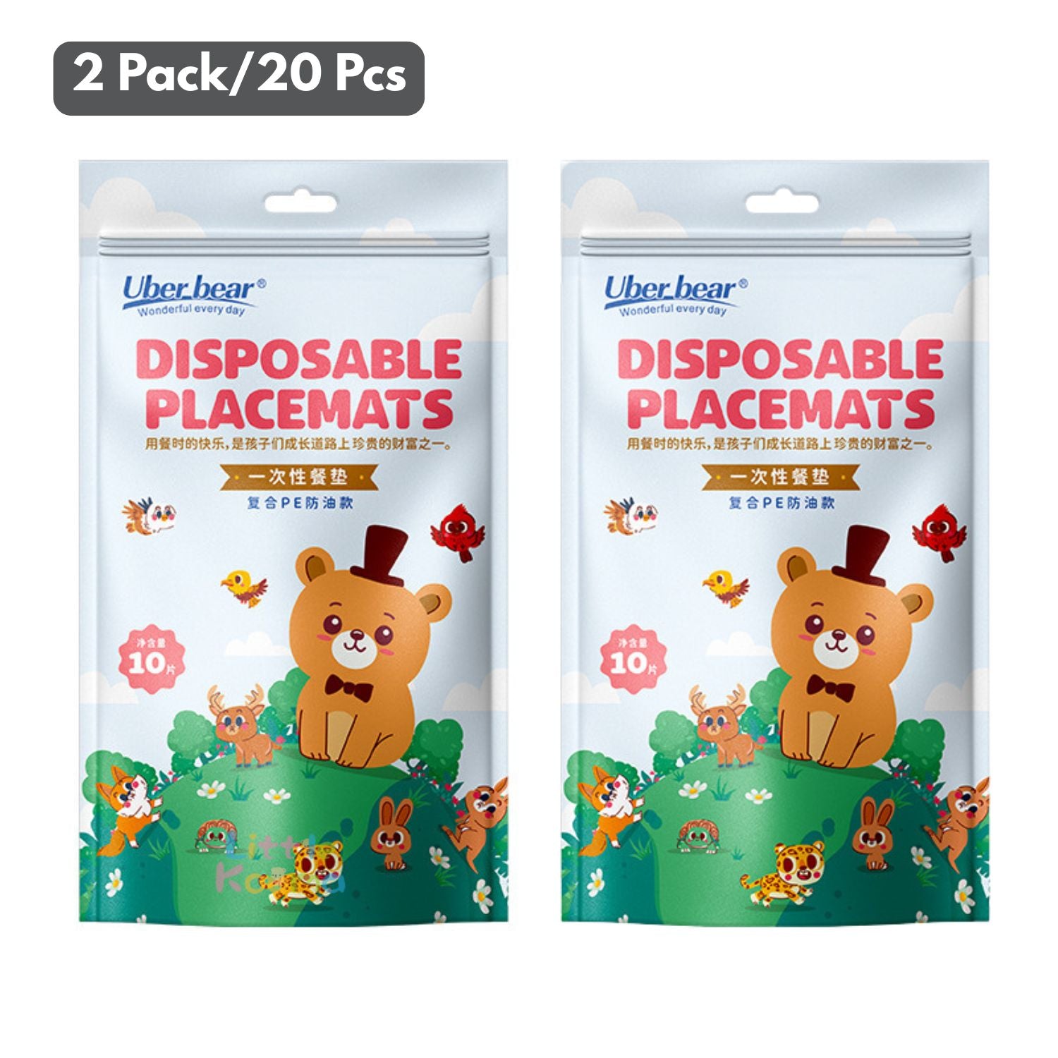 Ready Stock Disposable Baby Placemats Waterproof Oil-Proof Non-Slip Sticky Table Mat 10pcs Pack - Little Kooma